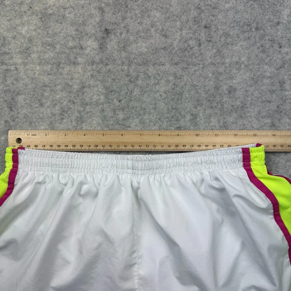 Women’s Nike Dri Fit White/pink/neon Yellow Lined Running Shorts Size Medium - Picture 5 of 14